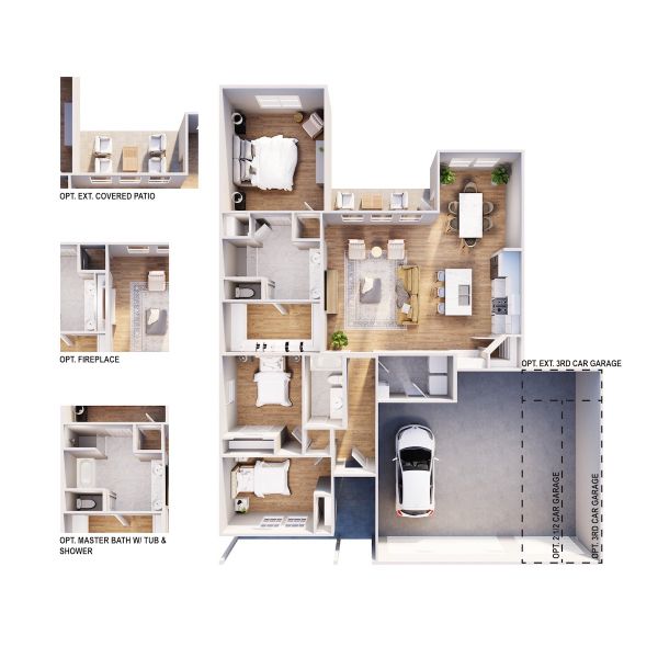2D floor plan layout for the The Cardinal by RED GABLE HOMES in The Gables At Tioga, Tioga, TX (Image 4).