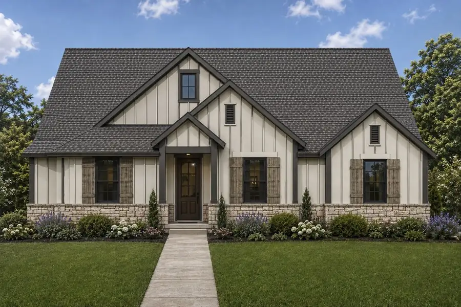 Representative exterior photo of a completed home built from the The Meridian by Lillian Custom Homes in Ten Mile Creek, DeSoto, TX (Image 1). Representative exterior photo of a completed home built from the The Meridian by Lillian Custom Homes in Ten Mile Creek, DeSoto, TX (Image 1).