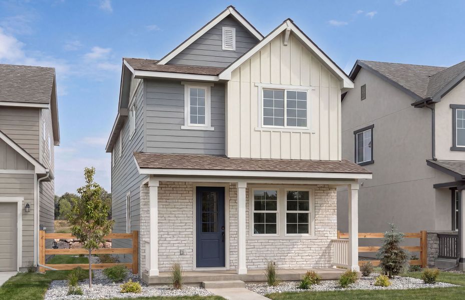 Representative exterior photo of a completed home built from the Caroline by Pulte Homes in Strata, Dacono, CO (Image 2). Representative exterior photo of a completed home built from the Caroline by Pulte Homes in Strata, Dacono, CO (Image 2).