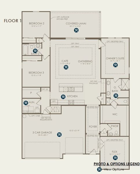 2D floor plan layout for the Mahogany by Pulte Homes in Westerly Park at Wildlight, Wildlight, FL (Image 3).