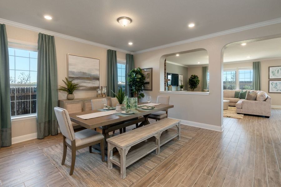 Representative furnished interior of a home built from the 3474 Modeled by KB Home in Salerno - Classic Collection, Round Rock (Image 6).