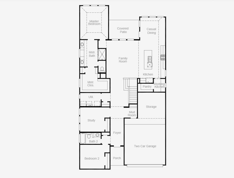 2D floor plan layout of this home in Parmer Ranch, Georgetown, TX (Image 2).