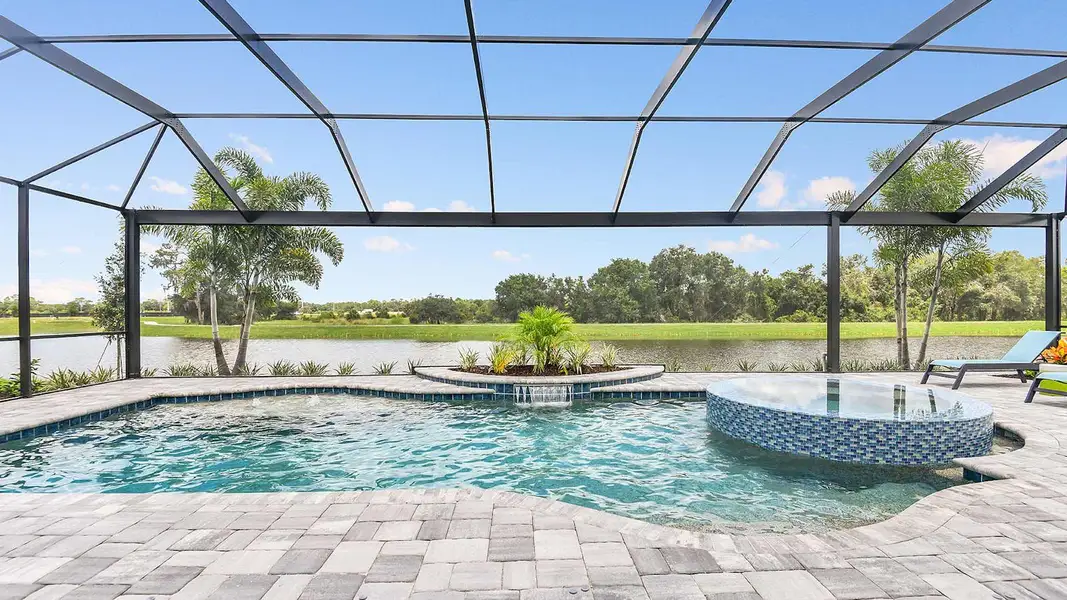 Exterior details and patio area of a home in Windward Real Estate and Homes for Sale in Sarasota, FL - Neal Communities, Lakewood Ranch (Image 21).