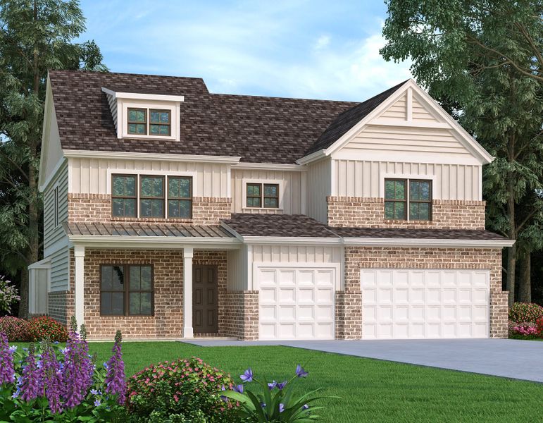 Representative exterior photo of a completed home built from the Longwood by Peachtree Residential in Hillshire, Cumming, GA (Image 5).