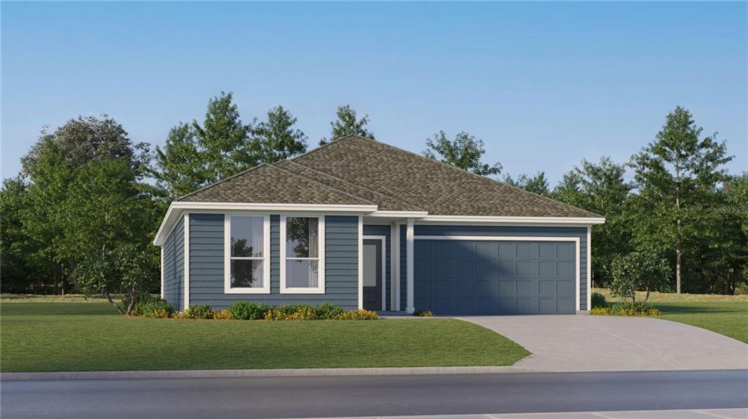 Front exterior of a new home in Providence, Davenport, FL, highlighting curb appeal (Image 1). Front exterior of a new home in Providence, Davenport, FL, highlighting curb appeal (Image 1).