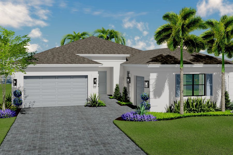 Representative exterior photo of a completed home built from the Barbados by GL Homes in Valencia Harbor (55+), Fort Myers, FL (Image 2).