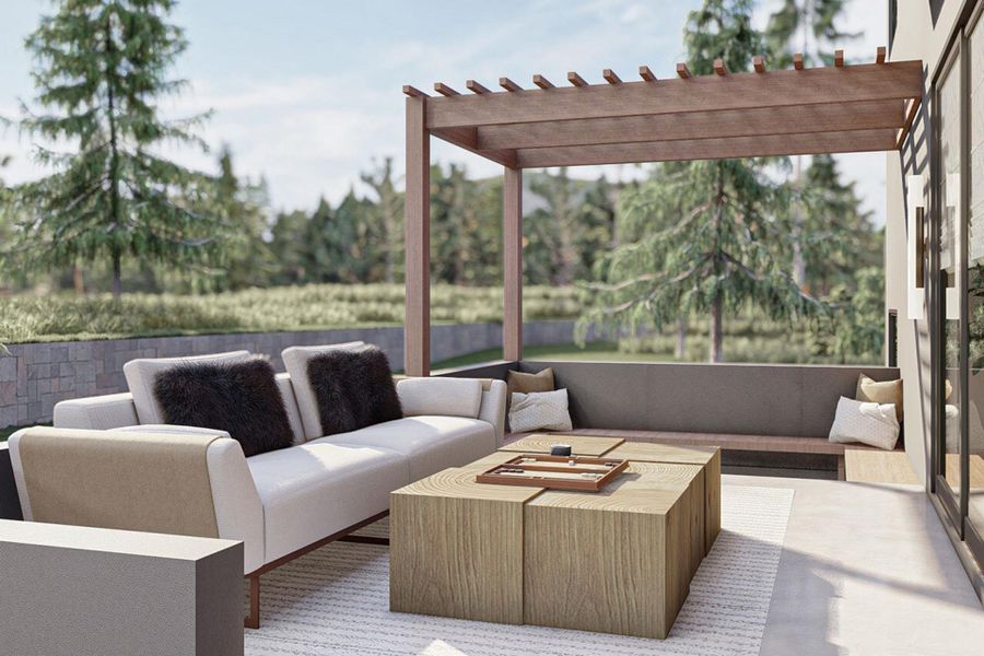 View of patio / terrace with a pergola and an outdoor hangout area