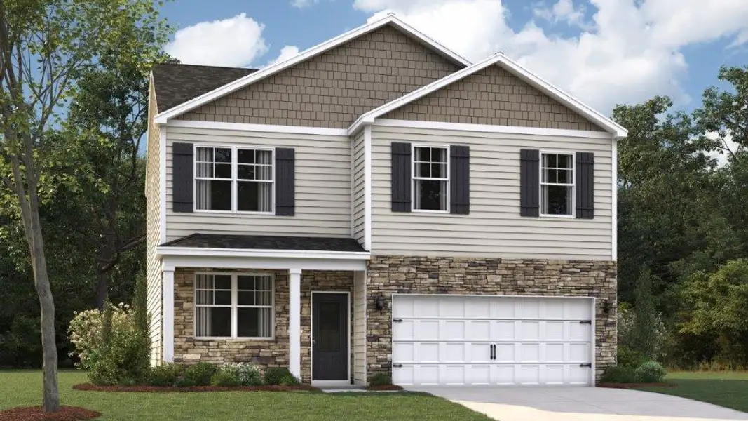 Front exterior of a new home in Lone Oaks Farm, Cleveland, TN, highlighting curb appeal (Image 1). Front exterior of a new home in Lone Oaks Farm, Cleveland, TN, highlighting curb appeal (Image 1).
