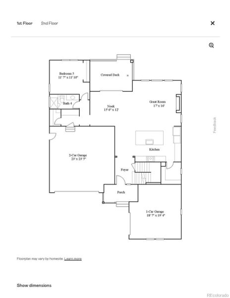 2D floor plan layout of this home in Red Rocks Ranch, Morrison, CO (Image 4).