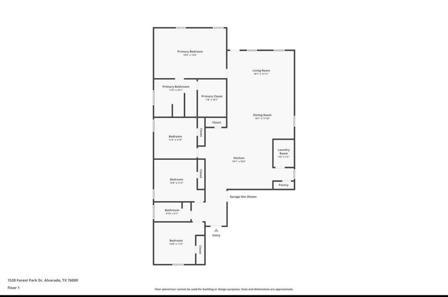 2D floor plan layout of this home in The Parks of Alvarado, Alvarado, TX (Image 5).