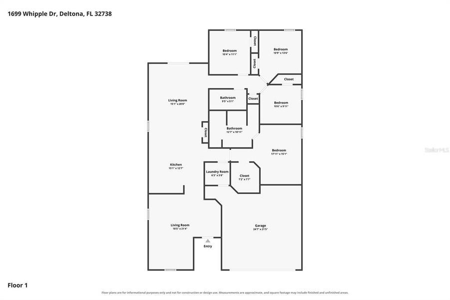 2D floor plan layout of this home in , Deltona, FL (Image 5). 2D floor plan layout of this home in , Deltona, FL (Image 5).