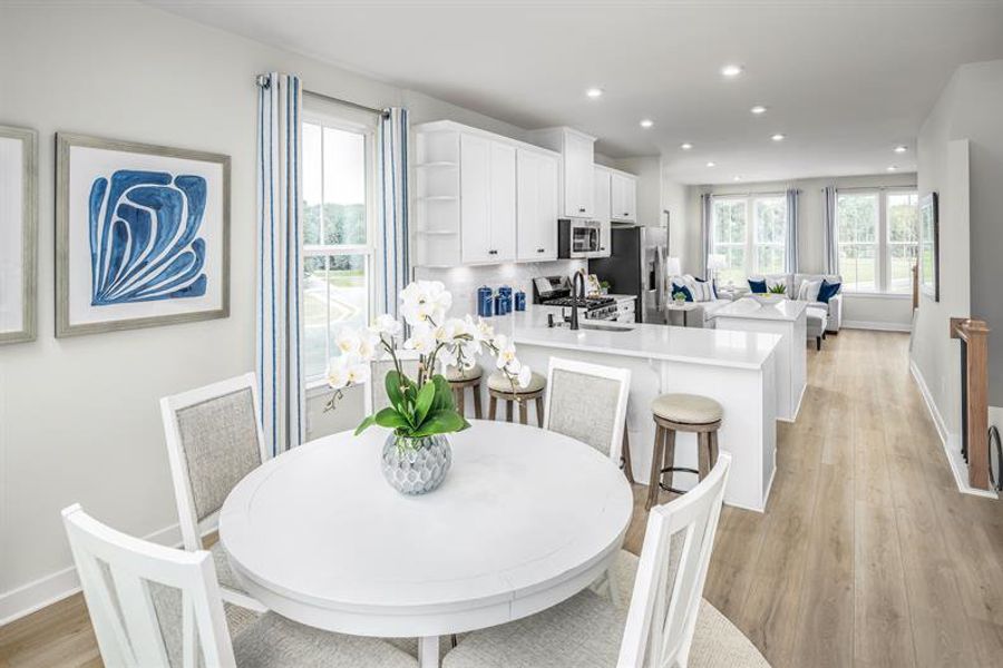 Representative furnished interior of a home built from the Clarendon 3 Story by Ryan Homes in Ashmore Square, Charlotte (Image 5).