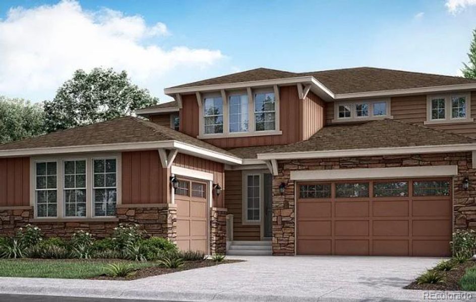 Front exterior of a new home in , Thornton, CO, highlighting curb appeal (Image 1). Front exterior of a new home in , Thornton, CO, highlighting curb appeal (Image 1).