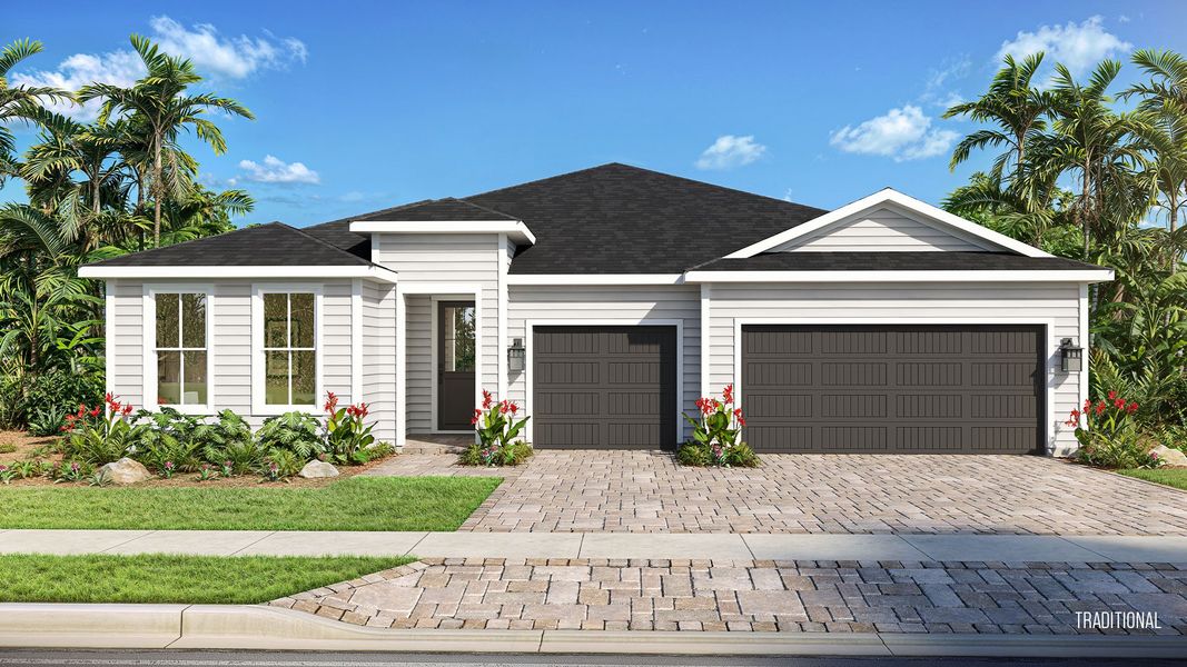 Representative exterior photo of a completed home built from the Paloma by DRB Homes in Haven at Diamond Springs, Jacksonville, FL (Image 7). Representative exterior photo of a completed home built from the Paloma by DRB Homes in Haven at Diamond Springs, Jacksonville, FL (Image 7).