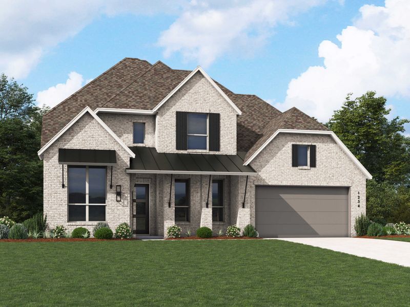 Representative exterior photo of a completed home built from the Regis Plan by Highland Homes in Alsatian Oaks: 60ft. lots, Castroville, TX (Image 2).