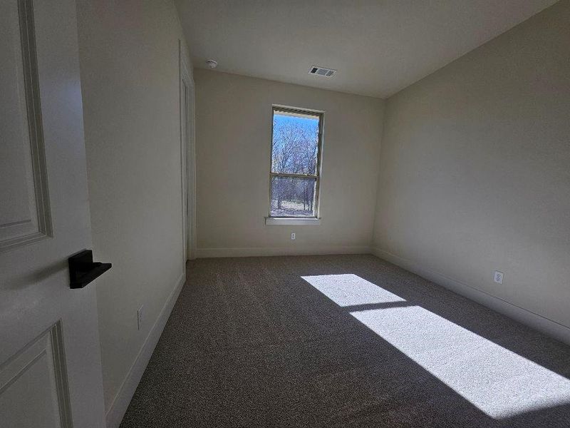 Carpeted empty room with baseboards