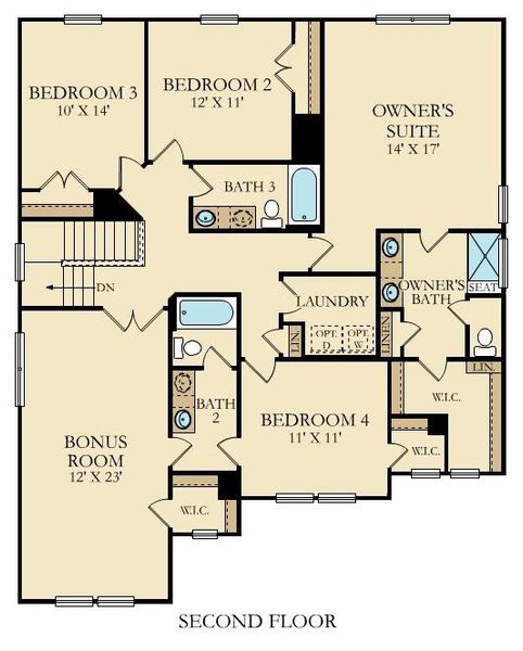 2D floor plan layout of this home in Sweetgrass at Summers Corner, Summerville, SC (Image 3).