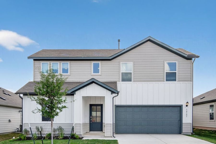 Representative exterior photo of a completed home built from the Oriole by Taylor Morrison in Longview, Del Valle, TX (Image 16).