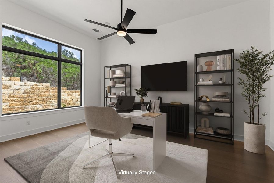 Furnished interior view inside a new home in The Estates at Rough Hollow Vista Ridge, Lakeway (Image 7).