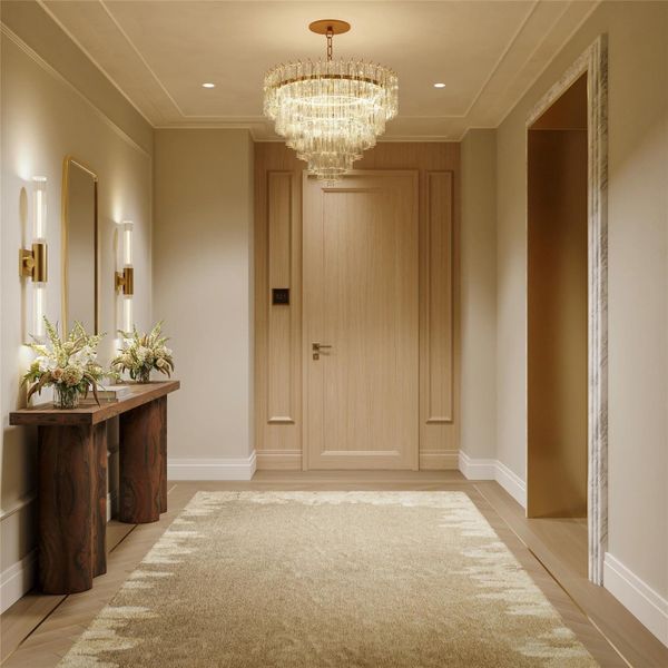 The elevator brings you to your private entry landing just outside your front door, offering the refined privacy and discretion reminiscent of Upper East Side living.