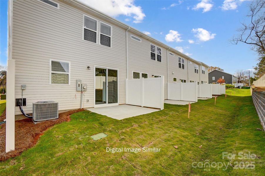 Exterior details and patio area of a home in Hedgecliff Townes, Kannapolis (Image 2). Exterior details and patio area of a home in Hedgecliff Townes, Kannapolis (Image 2).