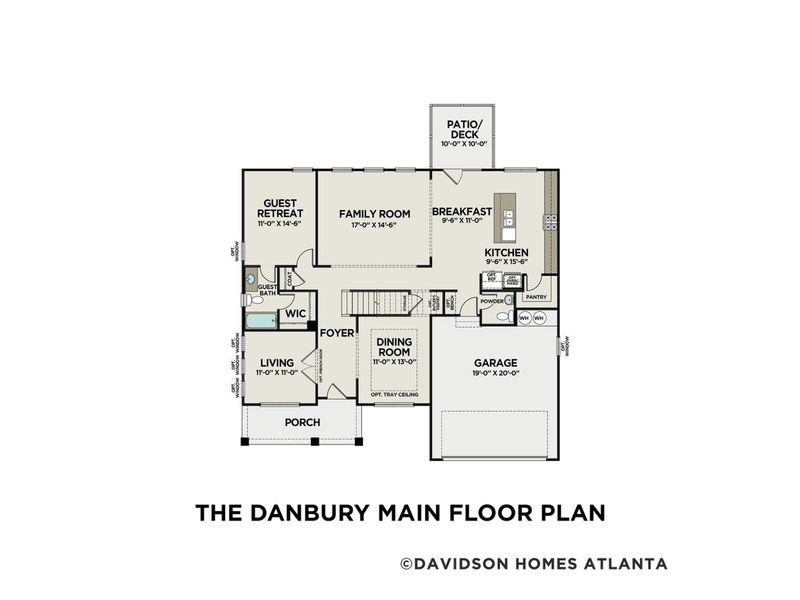 2D floor plan layout for the The Danbury C by Davidson Homes LLC in Melody Lakeside Estates, Buford, GA (Image 3). 2D floor plan layout for the The Danbury C by Davidson Homes LLC in Melody Lakeside Estates, Buford, GA (Image 3).