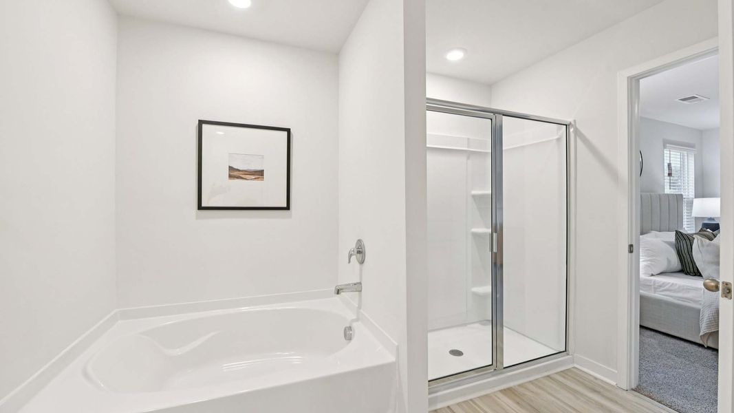 Furnished interior view inside a new home in Huffman Ridge, Hickory (Image 24). Furnished interior view inside a new home in Huffman Ridge, Hickory (Image 24).