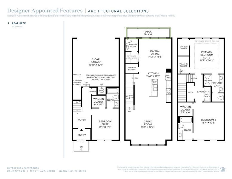 2D floor plan layout of this home in The Nations - Towns, Nashville, TN (Image 5).