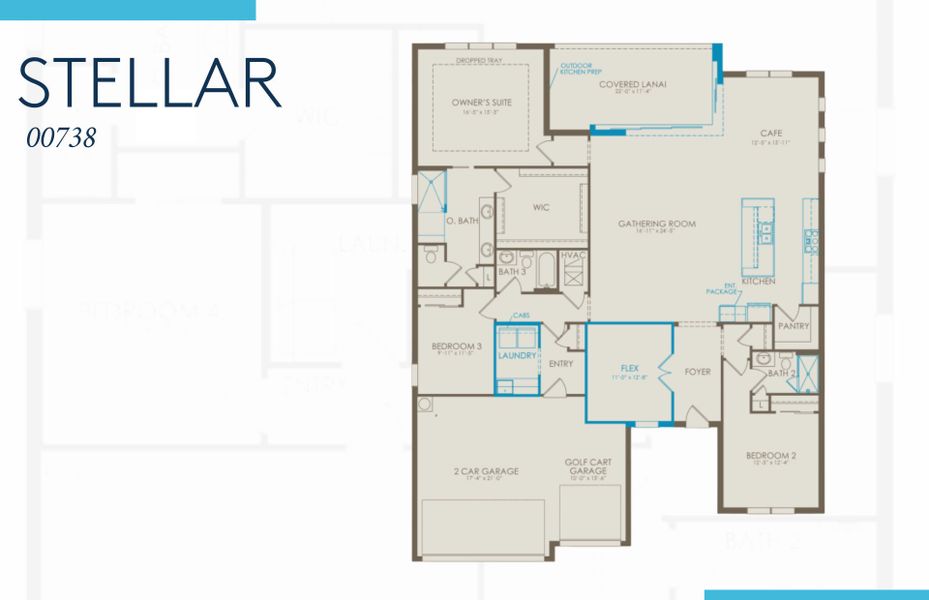 2D floor plan layout of this home in Del Webb Naples, Ave Maria, FL (Image 2).