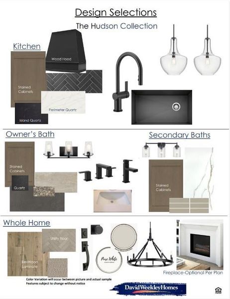 Design Selections, The Hudson Collection. Presenting various material and fixture specifications for the property Design Selections, The Hudson Collection. Presenting various material and fixture specifications for the property