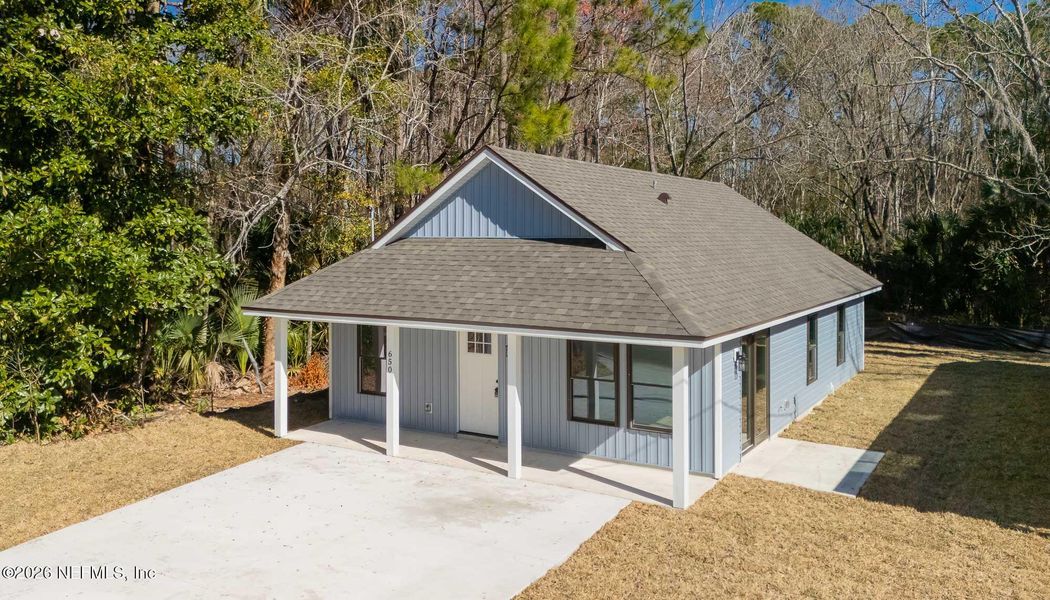 Front exterior of a new home in , St. Augustine, FL, highlighting curb appeal (Image 1). Front exterior of a new home in , St. Augustine, FL, highlighting curb appeal (Image 1).