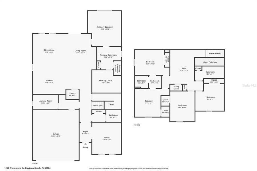2D floor plan layout of this home in Gray Hawk at Hole Two, Daytona Beach, FL (Image 5).