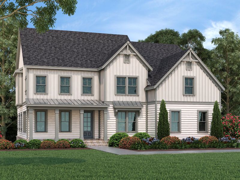 Representative exterior photo of a completed home built from the Belville by Peachtree Residential in Arden on Lanier, Cumming, GA (Image 1).