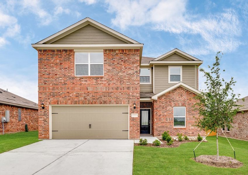 The Driftwood is a two-story brick home. The Driftwood is a two-story brick home.