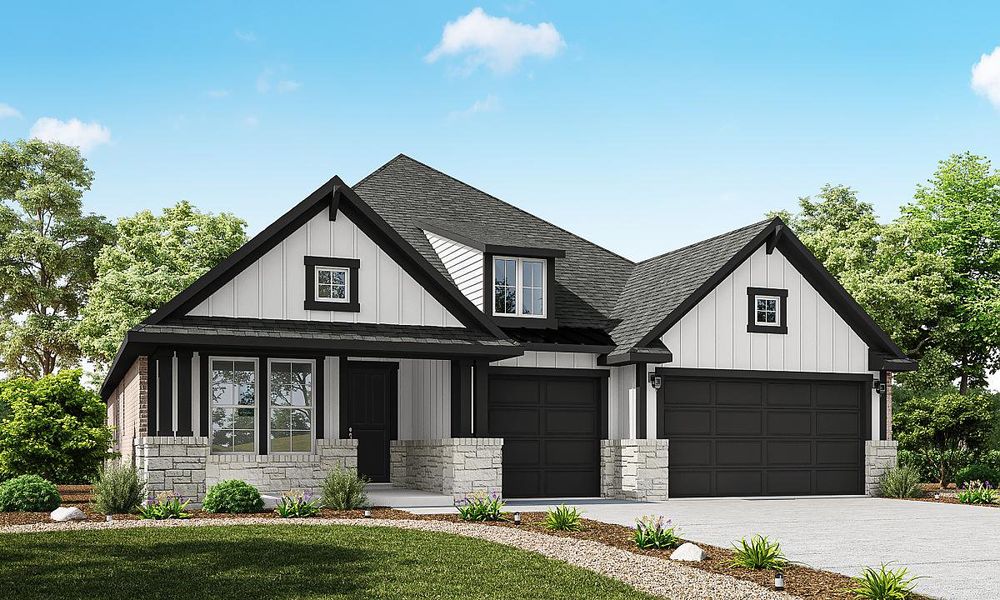 Representative exterior photo of a completed home built from the Dogwood by Caldwell Homes in The Highlands, Porter, TX (Image 30). Representative exterior photo of a completed home built from the Dogwood by Caldwell Homes in The Highlands, Porter, TX (Image 30).