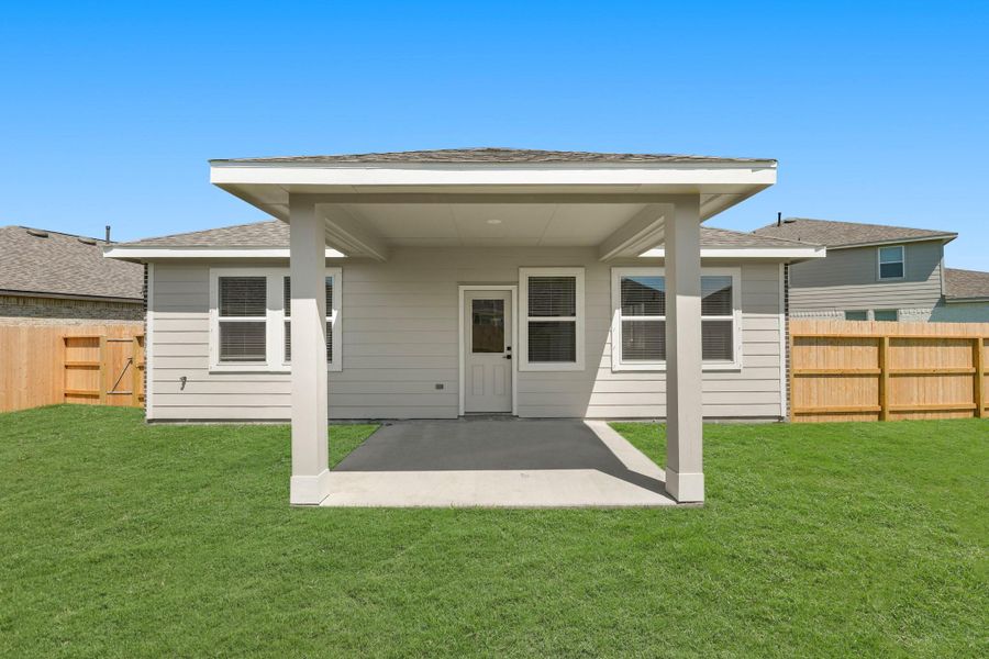 Covered patio in the backyard