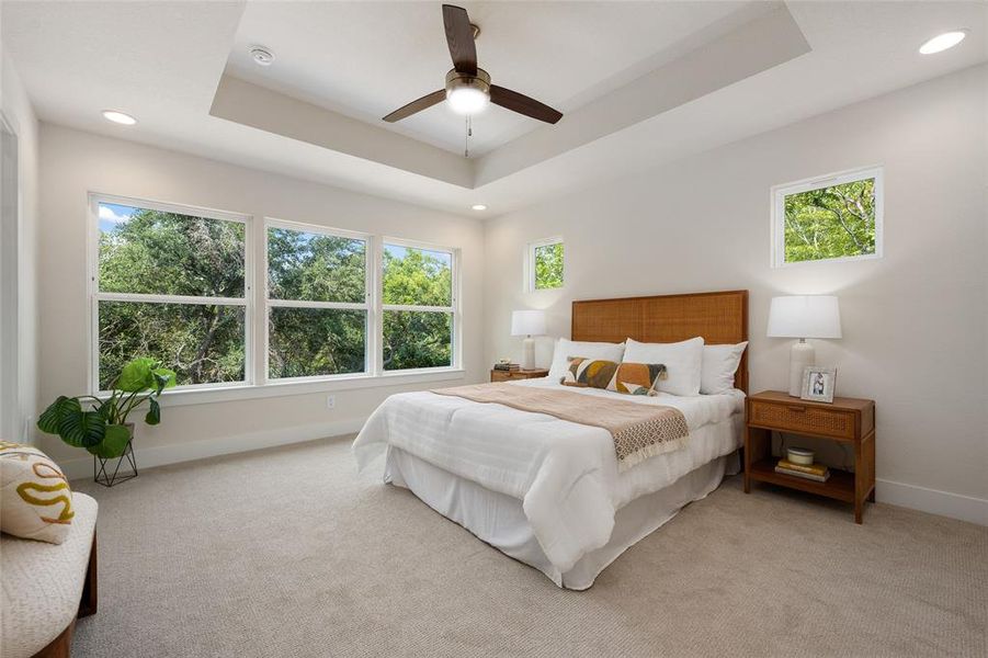 Wake up refreshed in this sun-drenched bedroom oasis.