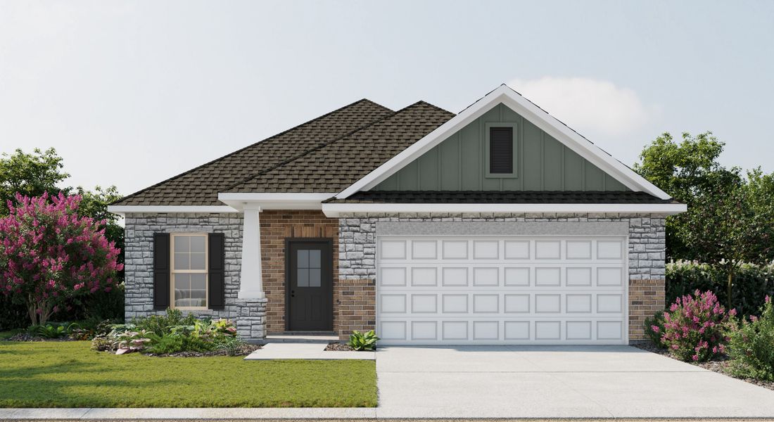 Representative exterior photo of a completed home built from the Danbury IV V by DSLD Homes in Mostyn Springs, Magnolia, TX (Image 1). Representative exterior photo of a completed home built from the Danbury IV V by DSLD Homes in Mostyn Springs, Magnolia, TX (Image 1).