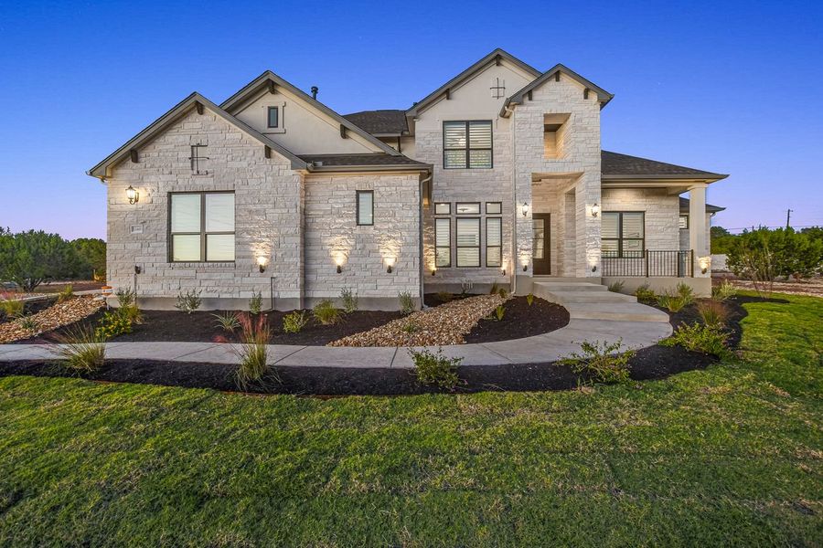 Representative exterior photo of a completed home built from the Madera II by Giddens Homes in Scofield Farms Estates, Georgetown, TX (Image 28).