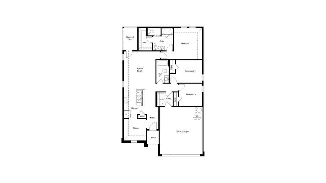 2D floor plan layout for the ABBOT by D.R. Horton in Hickory Grove, Krum, TX (Image 3).
