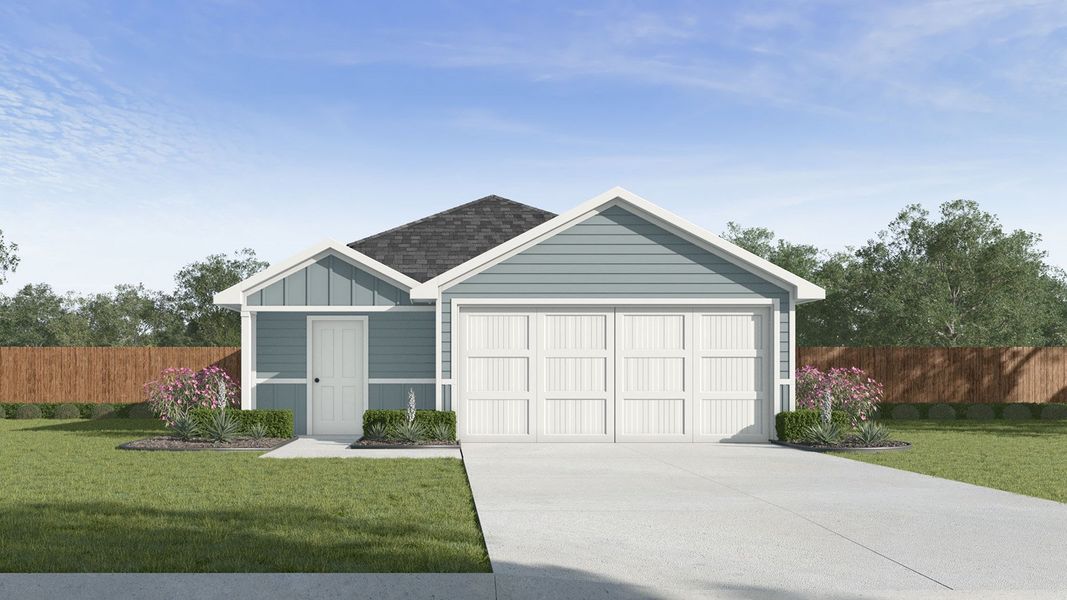 Representative exterior photo of a completed home built from the Caprock by D.R. Horton in Wilkins Valley, Brenham, TX (Image 2). Representative exterior photo of a completed home built from the Caprock by D.R. Horton in Wilkins Valley, Brenham, TX (Image 2).