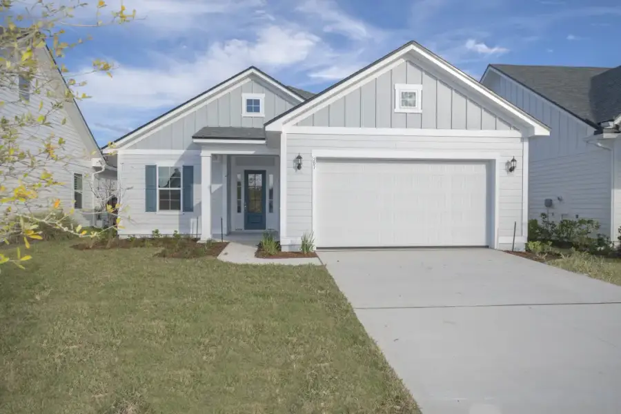 Representative exterior photo of a completed home built from the Eliza by Riverside Homes in Sagebrush at EverRange, Jacksonville, FL (Image 30).