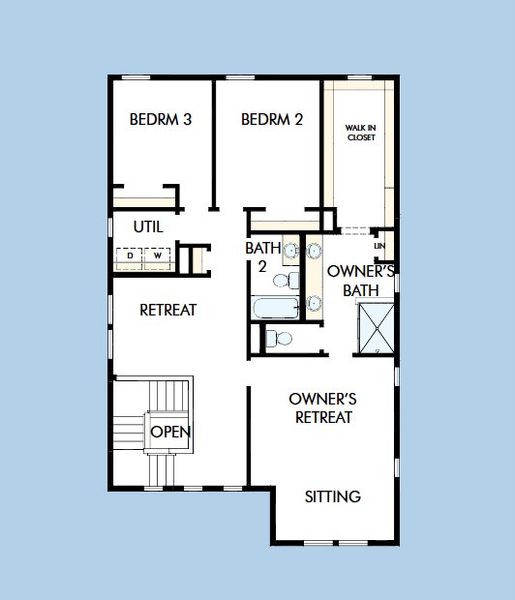 2D floor plan layout for the The Warrington by David Weekley Homes in The River District - Pioneer Collection, Charlotte, NC (Image 5).