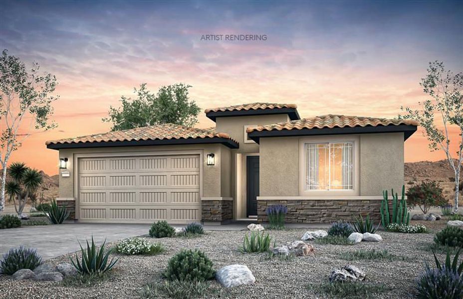 Representative exterior photo of a completed home built from the Rimini by Pulte Homes in Soleo, Queen Creek, AZ (Image 2). Representative exterior photo of a completed home built from the Rimini by Pulte Homes in Soleo, Queen Creek, AZ (Image 2).