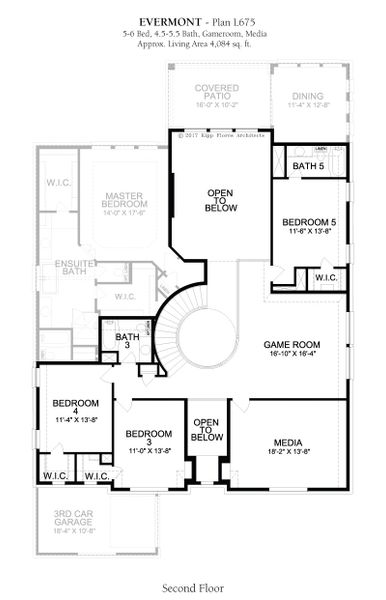 2D floor plan layout for the Evermont by Landon Homes in Lexington Frisco, Frisco, TX (Image 4).