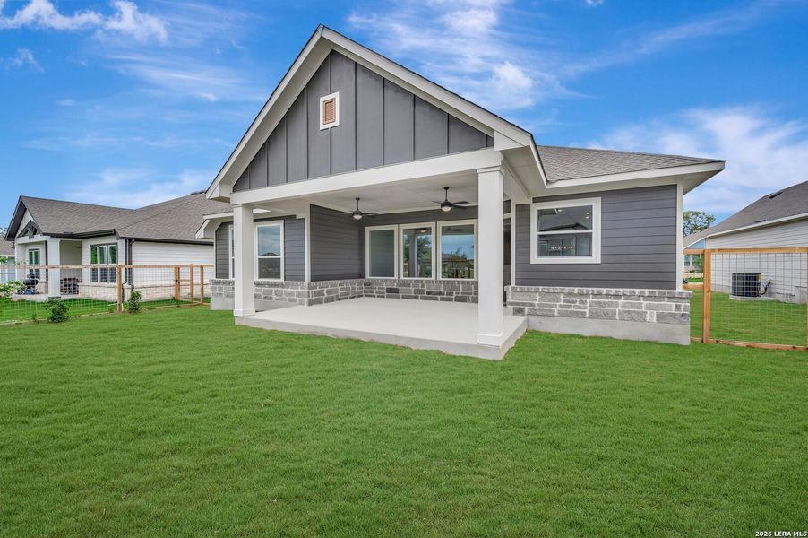 Exterior details and patio area of a home in The Crossvine 55’, Schertz (Image 22).