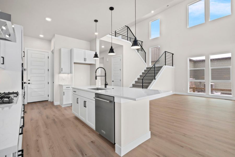 Furnished interior view inside a new home in Kitchel Lake at Serratoga Falls, Timnath (Image 4).