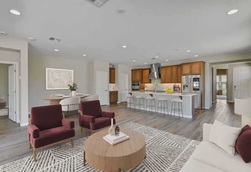 Virtually Staged Wickenburg Ranch Evia HS 1866 Great Room Kitchen - 4 of 20