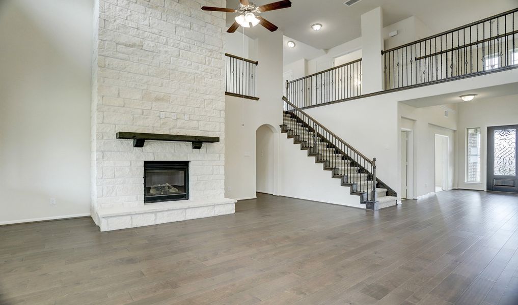 Cozy fireplace in great room