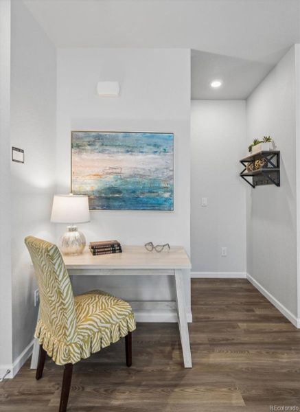 Desk or chest area, stairs to second level